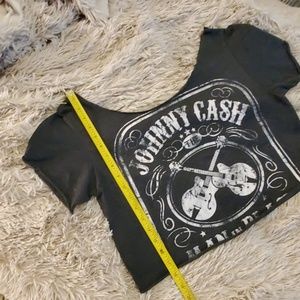 Tops - Gray Johnny Cash crop top Tops - Gray Johnny Cash crop top